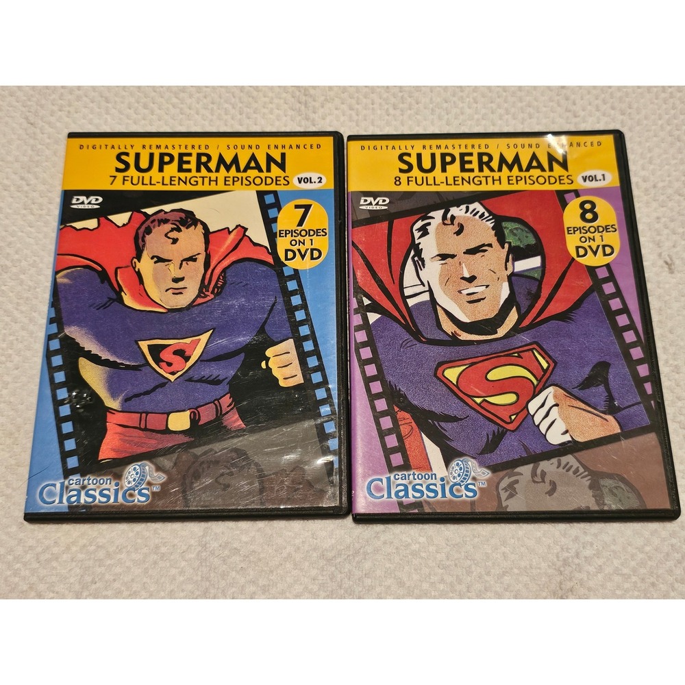 Superman Cartoon Classics DVD Vol 1 & 2 Remastered 15 Episodes Genius Products